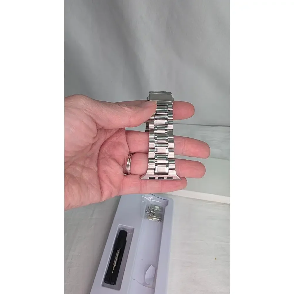 Stainless Steel Band for Apple Watch Ultra 49mm 46 45 44 42mm Silver Business